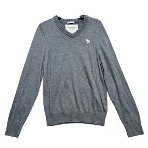 Vintage Abercrombie & Fitch Gray Cashmere Blend V-Neck Sweater Men’s XXL